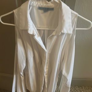 Ruffle sleeve cold shoulder button up